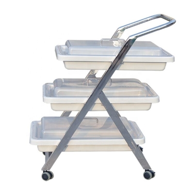 قیمت خوب آندوسکوپ 630MM 51.5CMM خدمات پزشکی سه لایه چرخ دستی ابزار پزشکی قفسه فولادی ضد زنگ آنلاین
